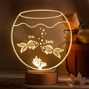 Personalized 3D Goldfish Acrylic LED Night Light With Custom Name Gifts for Kids