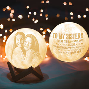 Gift For Sister Personalized Moon Night light Lamp 3D Printed Custom Photo Quality made Sister Gift