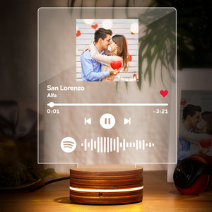 Personalized Photo Spotify Code Night Light Custom Song Lamp Couples Gift - photomoonlamp
