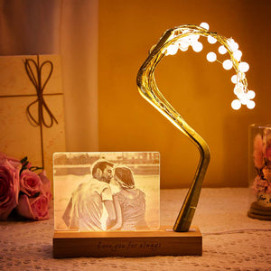 Custom Photo Engraved Tree Lights Led Lamp Unique Anniversary Gift for Lover