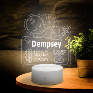 Personalized new born baby gift lamp boy or girl nursery decor Baby birth announcement night light