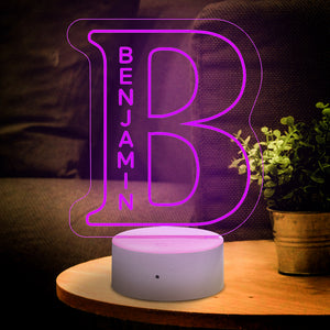 Custom Up Letter B Alphabet Name Sign Light Led Night Lamp Birthday Gifts Engraved Lamp