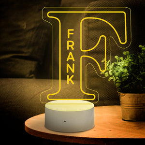 Custom Up Letter F Name Sign Light Personalized Led Alphabet Night Lamp Birthday Gifts Text Engraved