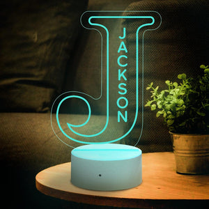 Custom Name Sign Letter J Lamp Personalized Night Lamp Birthday Gifts for Him LED Alphabet with Text