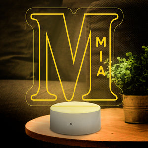 Letter M Custom Name Sign Lamp Personalized Night Light Gifts for Mom LED Alphabet with Text