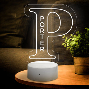 Custom Up Letter P Name Sign Lamp for Dad Personalized Night Light LED Alphabet with Text