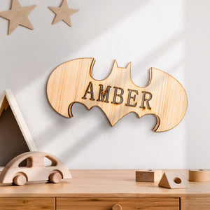 Personalized Superhero Wooden Name Wall Light for Kidsroom Birthday Gift for Boys Kids Men