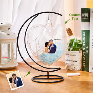 Custom Photo Engraved Lamp Heart Shaped Wishing Bottle Lamp Gift for Her - photomoonlamp
