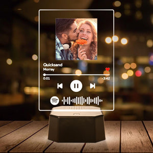 Personalized Photo Spotify Song Light Up Plaque & Stand Bluetooth Speaker Anniversary Gift
