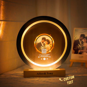 Scannable Custom QR Code Night Light Custom Photo Engraved Name Vinyl Records Gifts - photomoonlamp