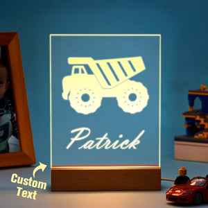 Personalized Truck Night Light Construction Boys Acrylic Led Night Light Gifts For 6 Years Old Boys
