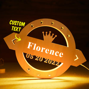 Custom Text Crown Lamp Personalized Letter Night Light for Him - photomoonlamp
