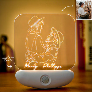 Custom 3D Photo Sensor Lamp Human Body Induction USB Charging Night Light Bedroom Corridor - photomoonlamp