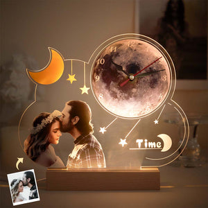 Custom Photo Clock Night Light Personalized Desktop Clock Creative Gift - photomoonlamp