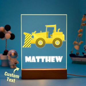 Personalized Name Children's Night Light Trucks Construction Tools Nursery Lamp Custom Baby Gift
