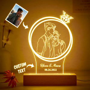 Personalized Double Circle Photo Diamond Night Light Custom Engraved 3D Lamp 7 Colors Acrylic Night Light Romantic Gifts - photomoonlamp