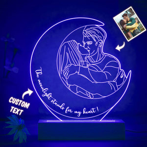 Personalized Moon Design Photo Night Light Custom Engraved 3D Lamp 7 Colors Acrylic Night Light Unique Gifts - photomoonlamp