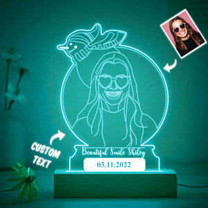 Personalized Snowman Photo Night Light Custom Engraved 3D Lamp 7 Colors Acrylic Night Light Christmas Day Gifts - photomoonlamp