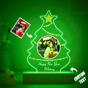 Personalized Christmas Tree Photo Night Light Custom Engraved 3D Lamp 7 Colors Acrylic Night Light Christmas Day Gifts - photomoonlamp