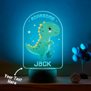 Personalized Name Lamp Roarsome Dinosaur LED Color Changing Night Light For Boy Bedroom Decoration - photomoonlamp