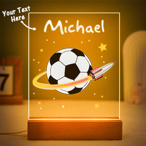 Personalized  Football Night Light Your Team Boys Acrylic Led Lamp Kids Nursery Bedroom Decor - photomoonlamp