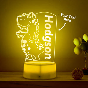 Personalized Dinosaur Night Light Kids Name Sign For Boy's Bedroom Decor - photomoonlamp