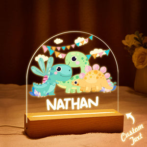 Personalized LED Dinosaur Nursery Baby Night Light For Boy Bedroom Newborn Gifts - photomoonlamp