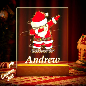 Merry Christmas Personalized Led Name Lamp Santa Claus For Kids Gift - photomoonlamp