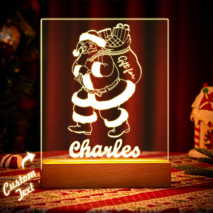 Santa Claus with Gift Bag For Baby Nursery Decor Custom Name Night Light - photomoonlamp