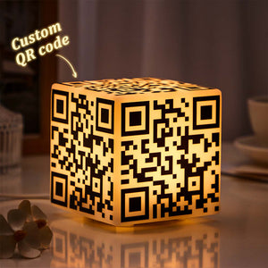 Scannable QR Code CUBE Night Light with Your Photo or Text Personalized Gift for Her - photomoonlamp