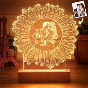 Personalized Photo Engraved with Flower Decor Lamp For Bedroom Decor - photomoonlamp