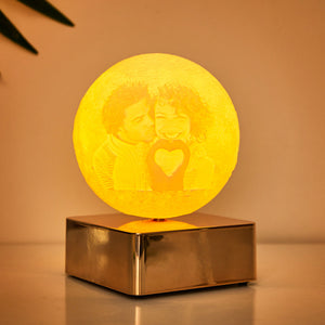 Custom 3D Printing Photo Moon Lamp with Personalized Photo and Engraved Text For Couple Gift with Bluetooth - photomoonlamp