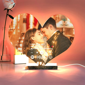 Personalized Spotify Code Photo Heart-shaped Light Gift for Lover - photomoonlamp