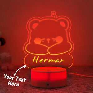Custom Engraved Sleeping  Bear LED Night Light Personalized Name Lamp Creative Gift - photomoonlamp