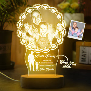 Custom Photo Father Child Lamp Personalized Engraved 7 Colors Acrylic Night Light Father's Day GIfts - photomoonlamp