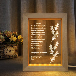 Personalized Hand-Written Letter Night Light Custom Wooden Frame Lamp for Mother's Day Gift - photomoonlamp