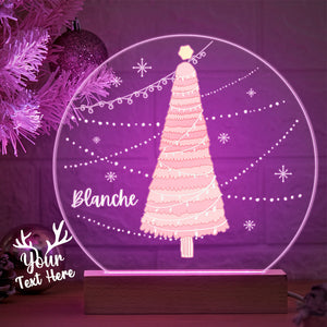 Personalized Name Pink Christmas Tree Lamp LED Night Light Romantic Light For Couple - photomoonlamp
