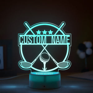 Personalised Name Seven-Color Night Light Golf Style Lamp Gifts For Boys - photomoonlamp