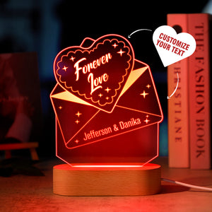 Custom Text Acrylic Envelope Night Light Personalized Coloful Lamp Valentines Day Gift - photomoonlamp