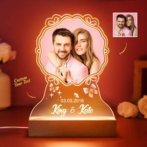 Gift for Her/Him Custom Led Lamp with Name and Photo Valentine's Day Idea