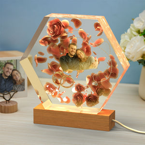 Custom Photo Night Light Hexagon Epoxy Home Gifts - photomoonlamp