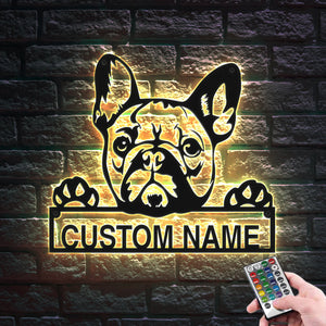 Custom French Bulldog Signs LED Lights Metal Wall Art Home Decor Gift for Pet Lover - photomoonlamp