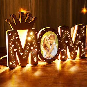 Custom Mom Photo Light Personalized Wood LED Name Lamp Decoration Mother's Day Gifts - photomoonlamp