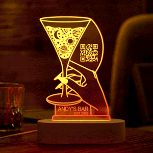 Personalized Qr Code Cocktail Night Light 7 Colors Acrylic 3D Lamp Father's Day Gifts - photomoonlamp