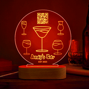 Personalized Qr Code Wine Glass Night Light 7 Colors Acrylic 3D Lamp Father's Day Gifts - photomoonlamp