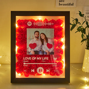 Custom Scannable Spotify Code Night Light Rose Ornament Couple Gifts - photomoonlamp
