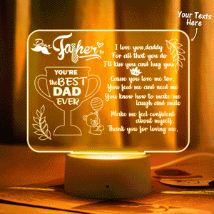 Custom Night Light To Dad Personalized Text Sign- From Children -You're The Best Dad