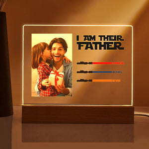 Personalized I Am Their Father Night Light Photo Acrylic Light Saber Plaque Father's Day Gifts - photomoonlamp