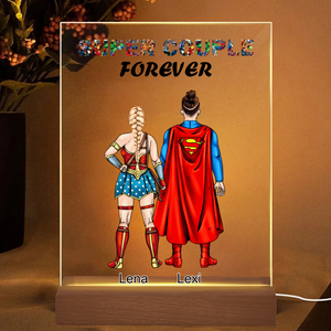 Personalized Acrylic Plaque Super Couple Forever Costume Changable Custom Lamp