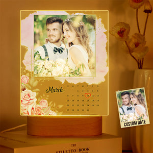 Custom Photo Acrylic Lamp Personalized Date Acrylic Plaque Picture Frame Anniversary Gifts for Lover - photomoonlamp